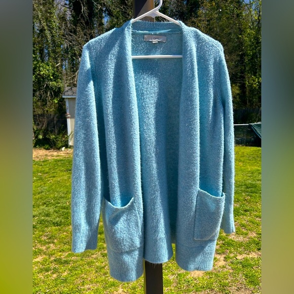 Loft size M fuzzy midi open cardigan sweater classic spring acrylic blend - Picture 1 of 7